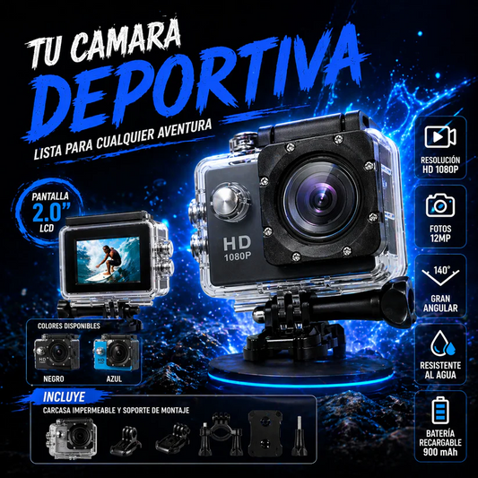 Cámara Deportiva 1080 Hd ❗️45% de descuento solo por esta semana